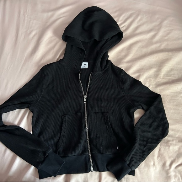 Tna waffle zip hoodie in black - Picture 1 of 1